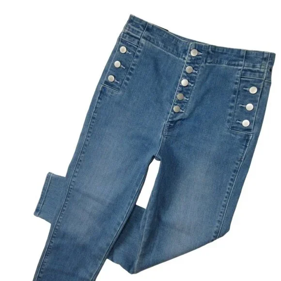 NWT J Brand Natasha in Argo Sky High Crop Skinny Buttonfly Stretch Jeans 32
